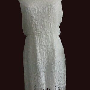 White Sleeveless Crochet Summer Dress Size 16, NWT